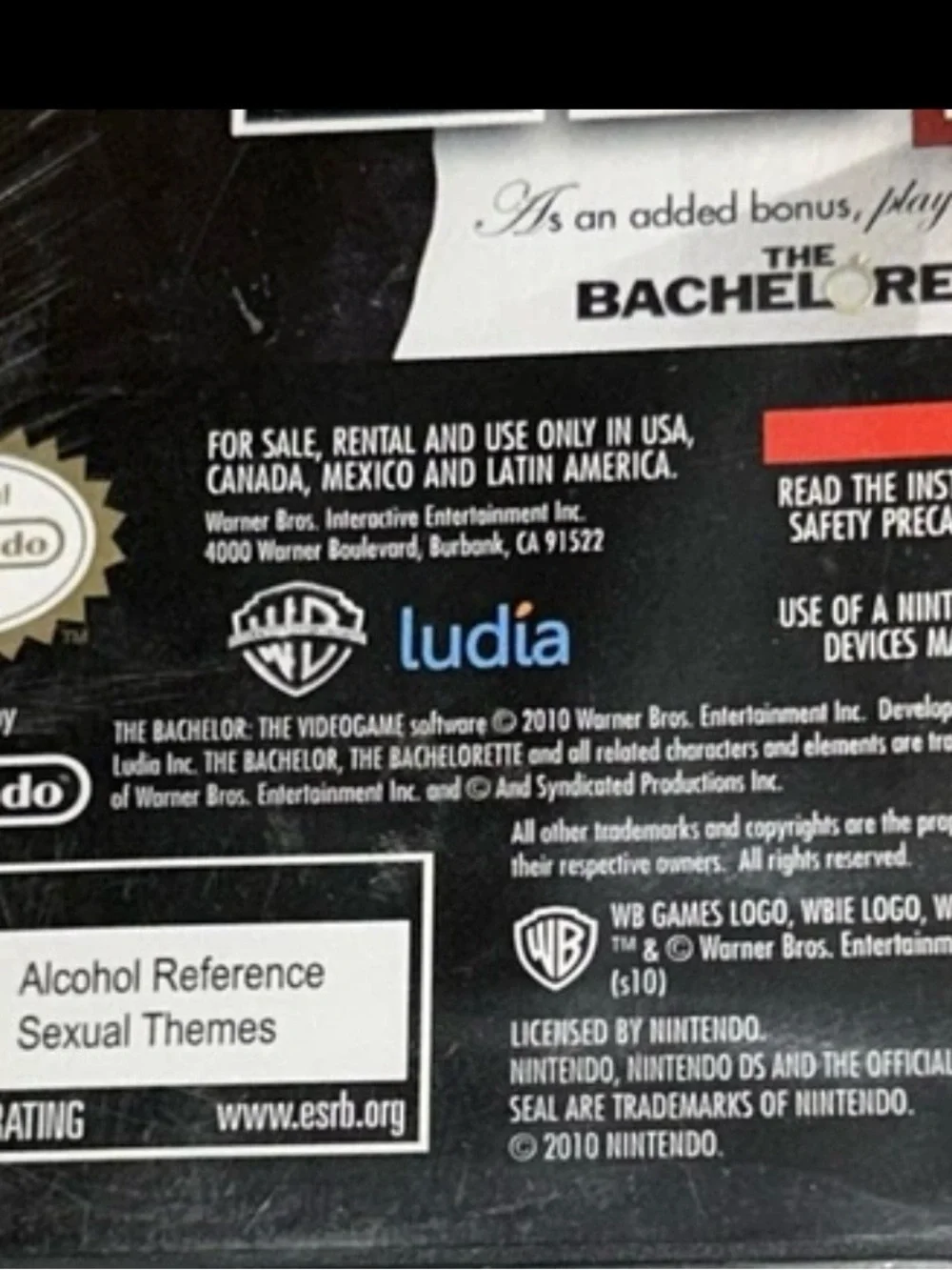 Nintendo DS The Bachelor The Videogame - Complete in Box w/ Manual